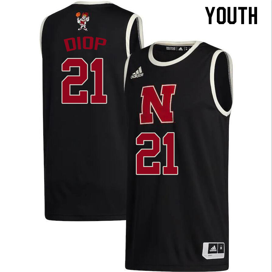 Youth #21 Matar Diop Nebraska Cornhuskers College Basketball Jerseys Stitched Sale-Black - Click Image to Close
